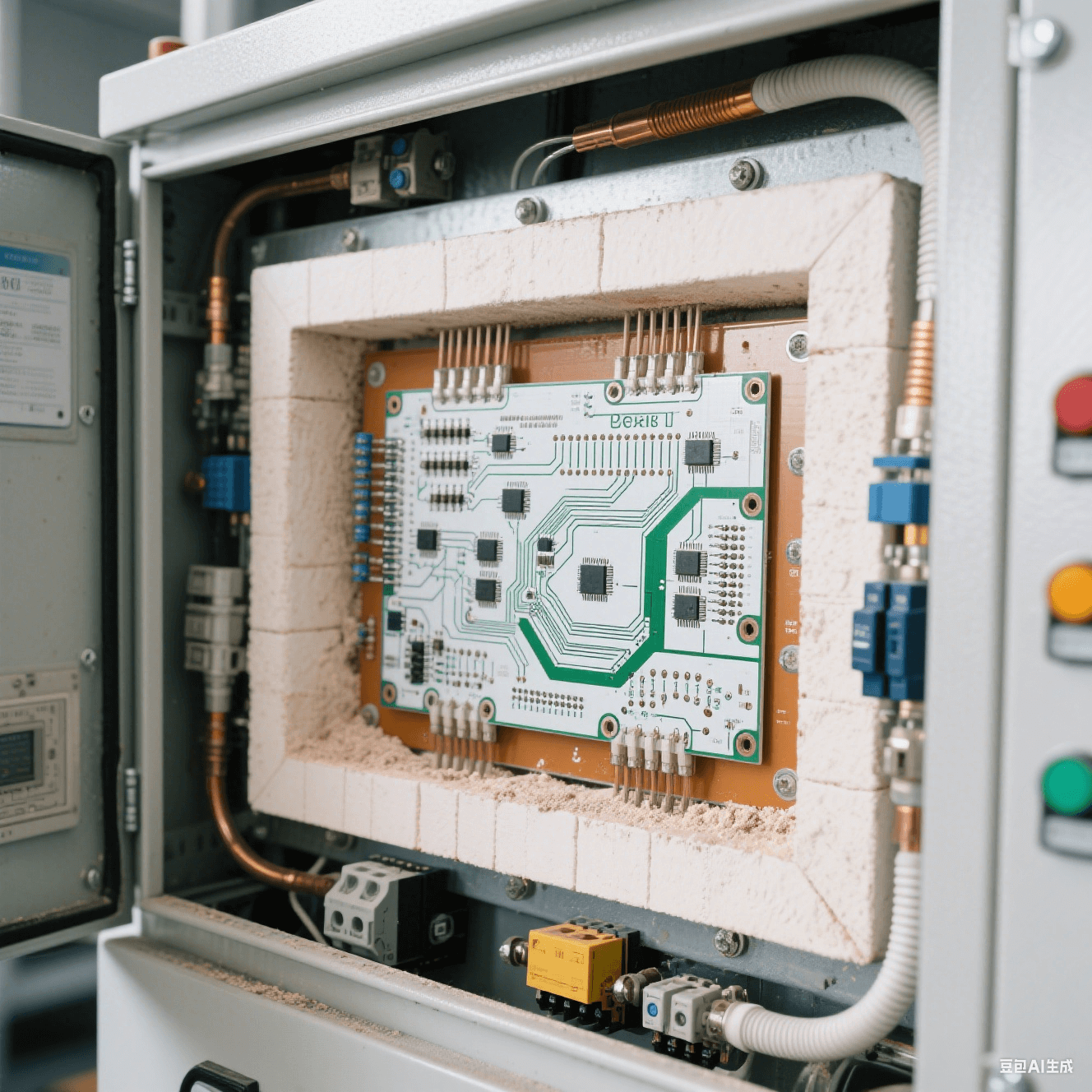 工业控制设备中 PCB 陶瓷电路板嵌入高温炉控制柜内