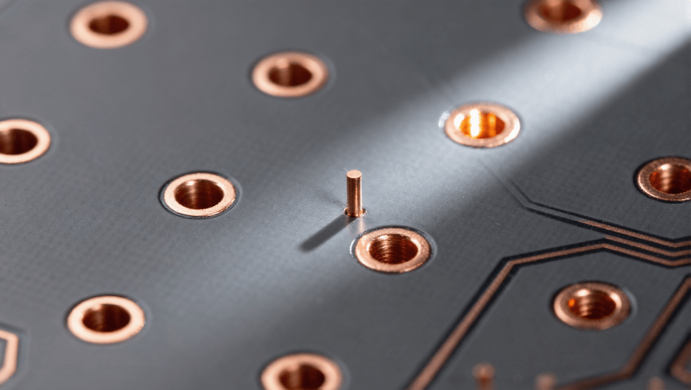 光模块PCB背钻工艺孔柱细节 精密机械加工科技感 光模块PCB背钻工艺孔柱细节 精密机械加工科技感