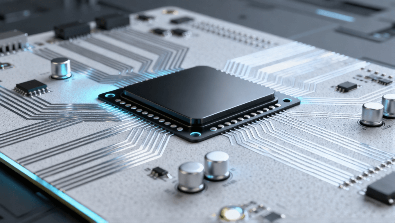 光模块 PCB 微距特写 多层结构 银铜色精密线路 哑光黑热沉 散热孔阵列 科技实验室背景 冷色调科技感 光模块 PCB 微距特写 多层结构 银铜色精密线路 哑光黑热沉 散热孔阵列 科技实验室背景 冷色调科技感