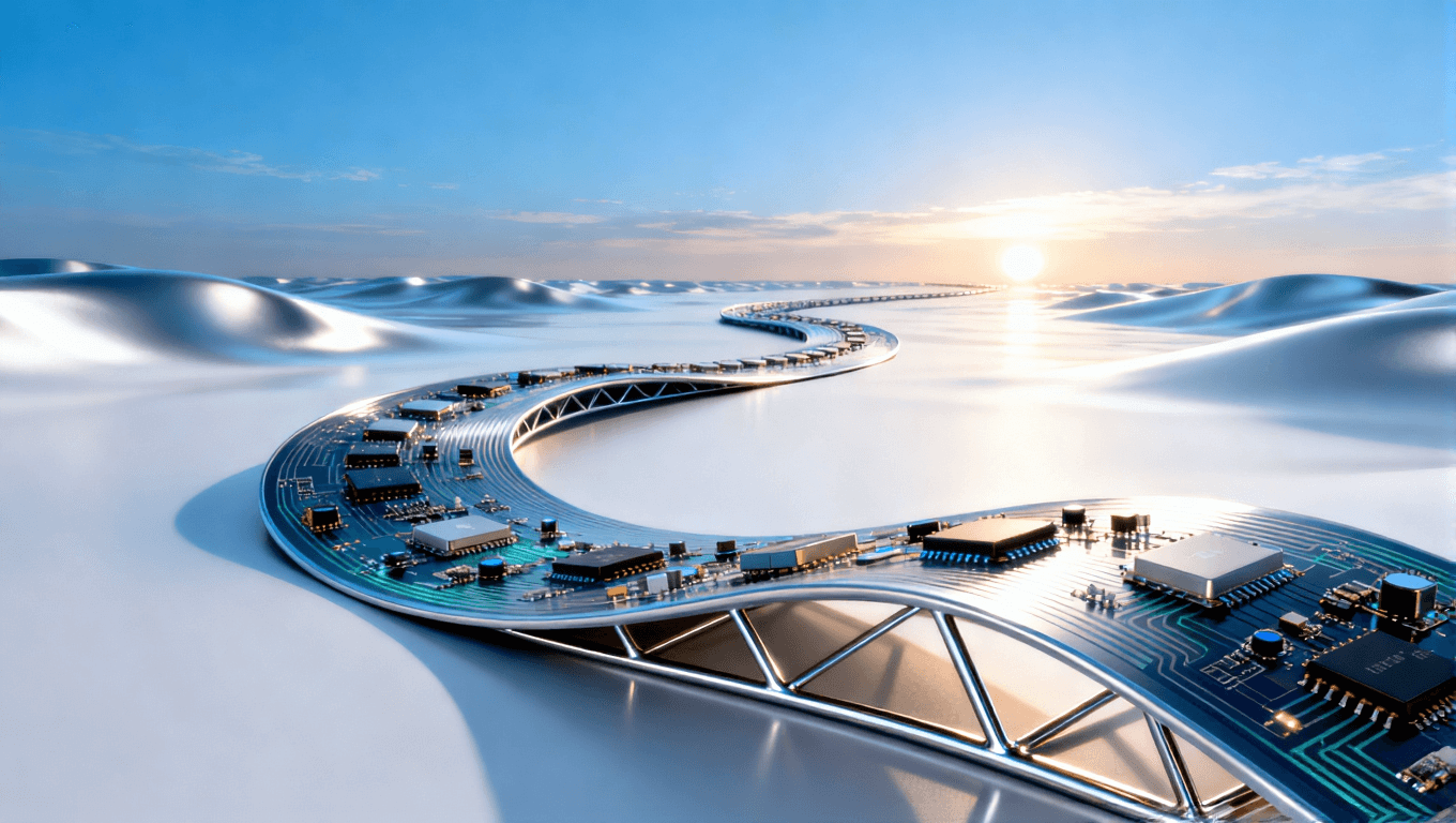 超弹性材料作为基石的柔性电子系统全景概念,展现可折叠设备的高整合与可靠未来 超弹性材料作为基石的柔性电子系统全景概念,展现可折叠设备的高整合与可靠未来