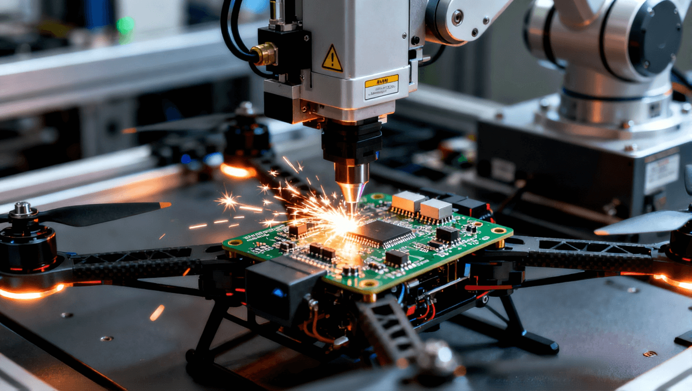 无人机电路板自动化激光焊接制造工艺现场 无人机电路板自动化激光焊接制造工艺现场