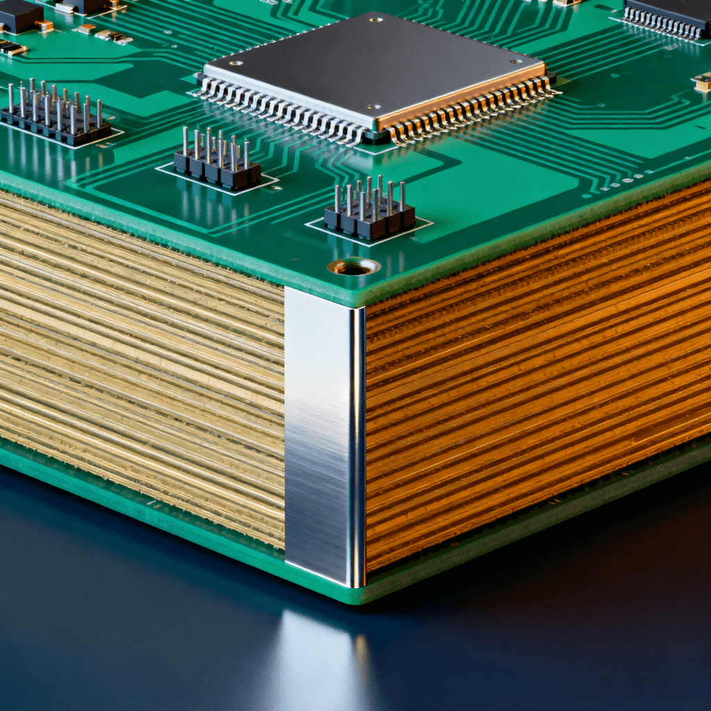 高频电路板布局中功率与敏感电路分区及垂直隔离设计示意图