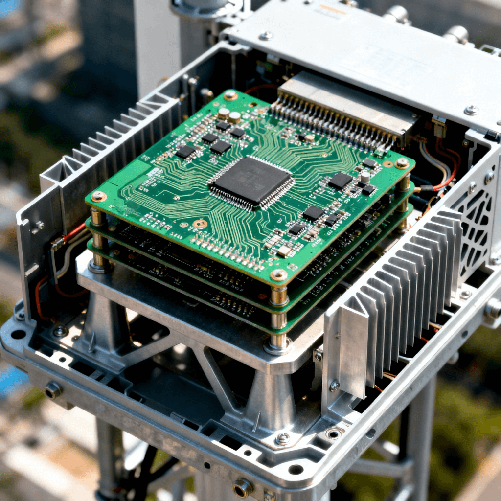 5G基站AAU设备内部采用的混压结构高频射频电路板与散热系统全景