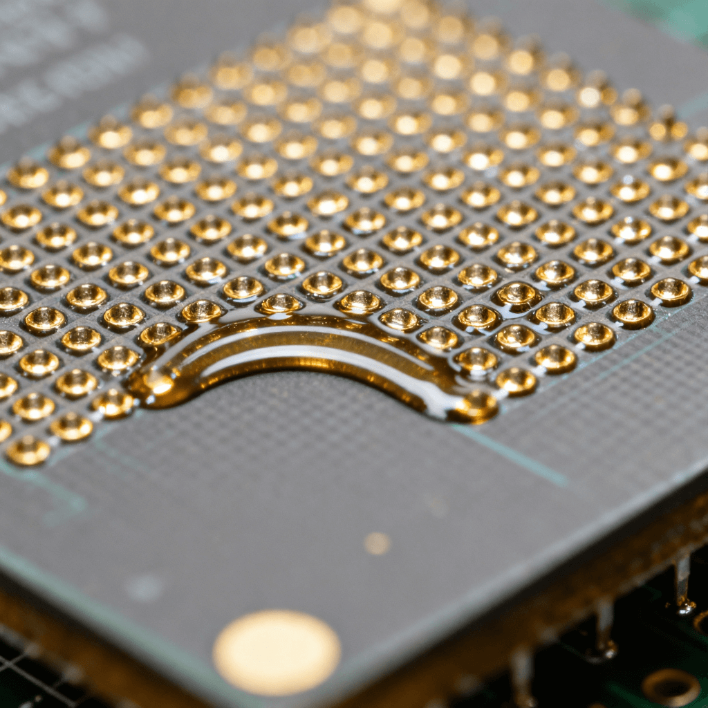 射频器件QFN封装底部接地焊盘上的密集过孔设计与精密焊接工艺特写