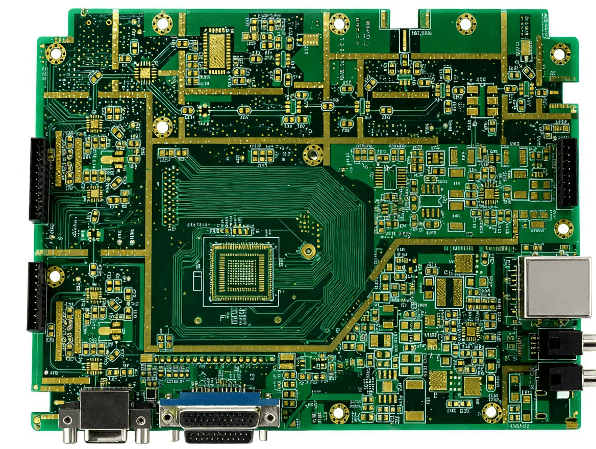 工控主板 PCB 实物图，精密焊接与高密度电路设计