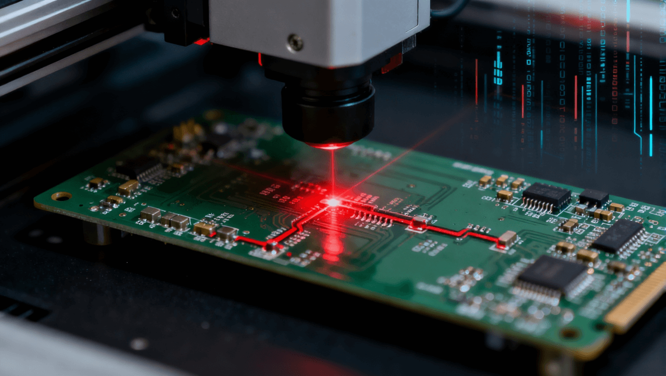 AOI检测系统在PCB焊接中的应用，展示焊接缺陷识别与追溯流程，助力良率提升