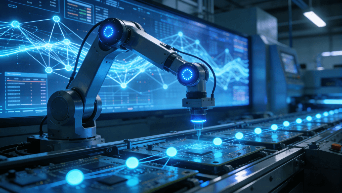 基于AI机器学习算法的智能PCB制造闭环控制系统概念图 基于AI机器学习算法的智能PCB制造闭环控制系统概念图