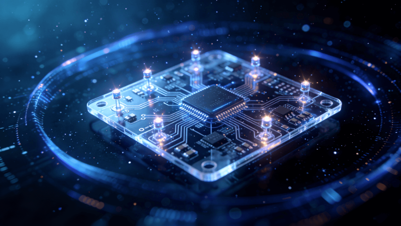 未来智能 PCB 集成健康监测传感器的概念视觉图 未来智能 PCB 集成健康监测传感器的概念视觉图