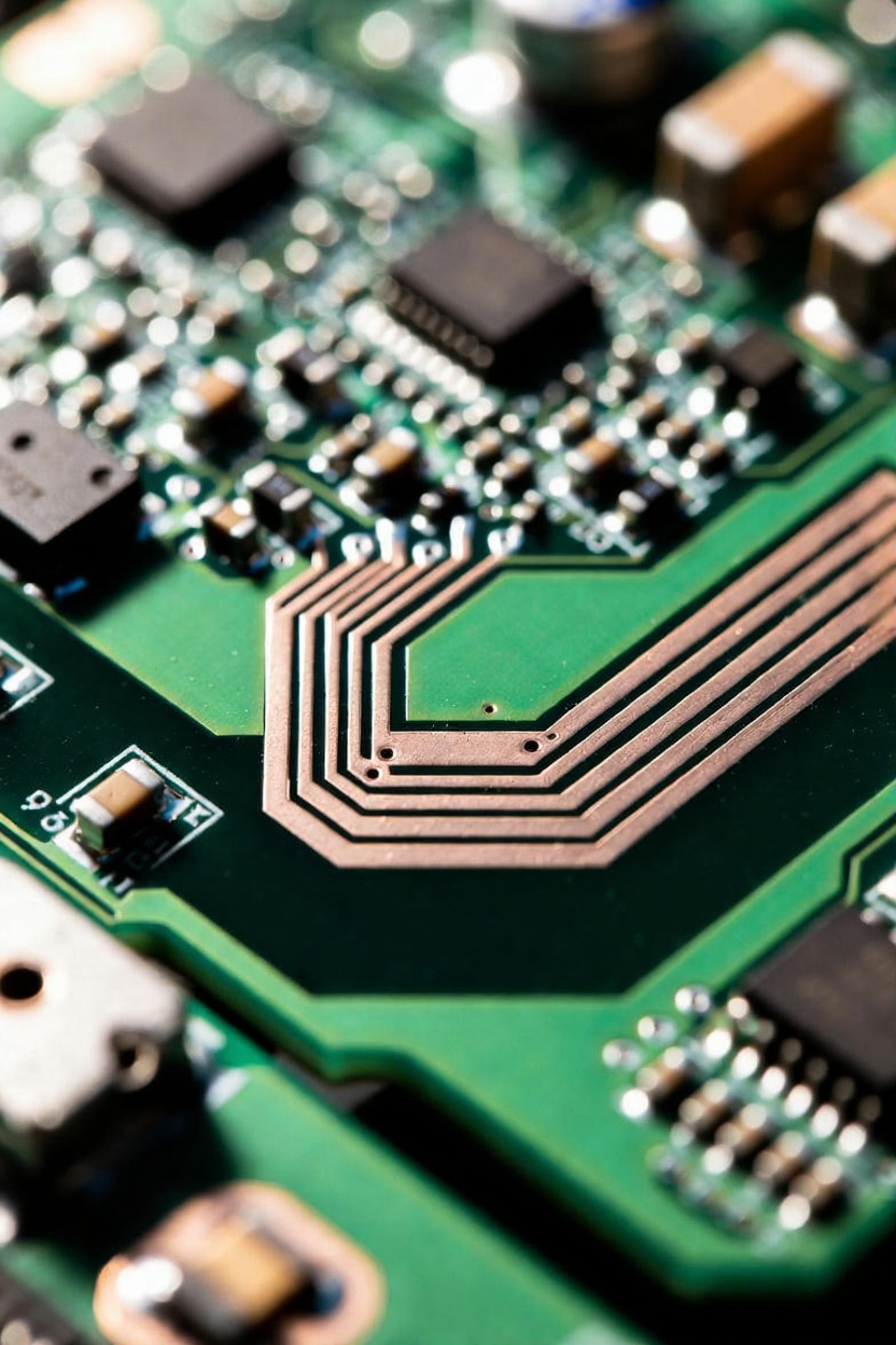 PCB高速信号线采用45度折线拐角的特写视图