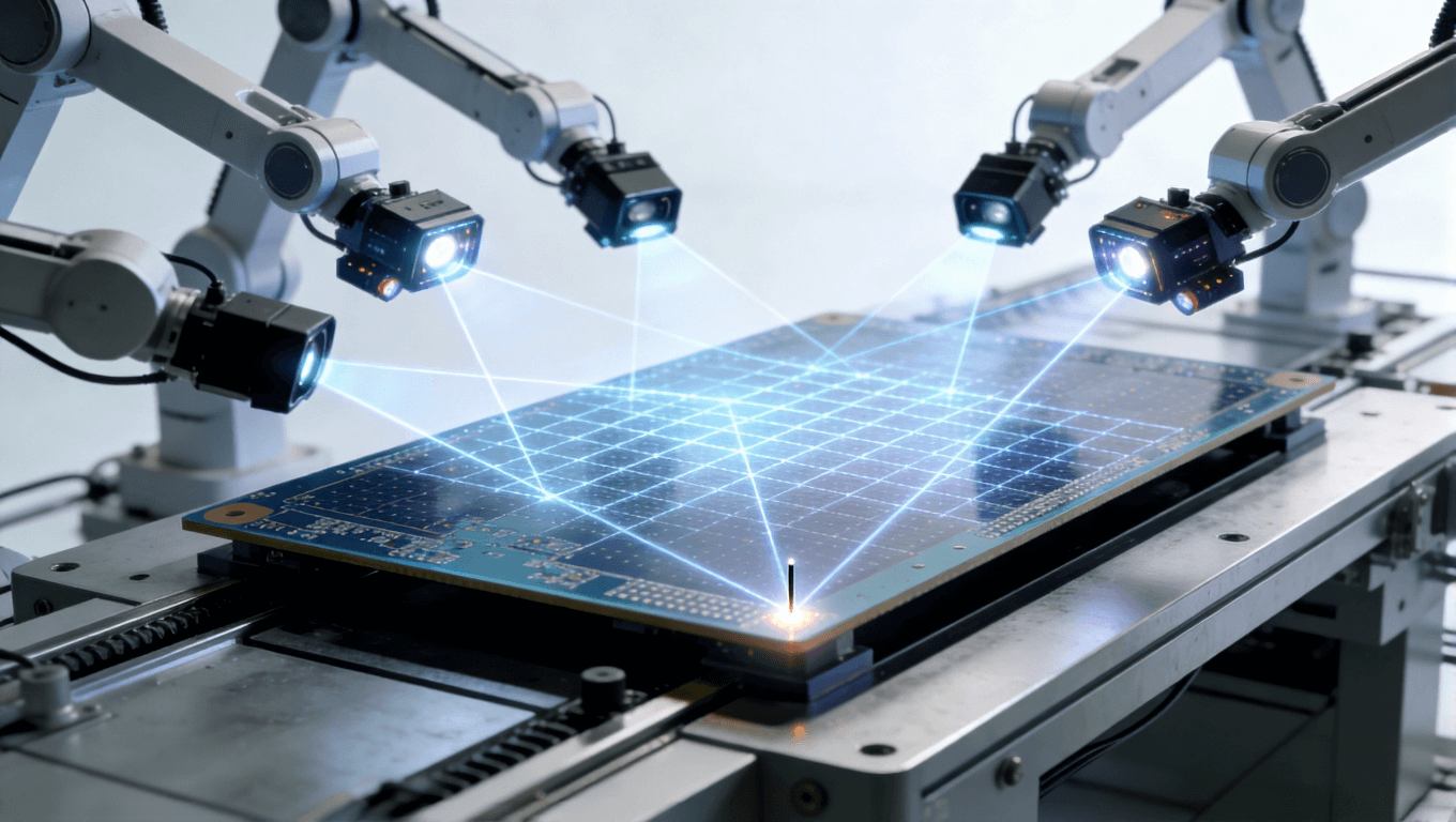 AI视觉检测系统在软硬结合板生产线上进行自动化精密检测的场景