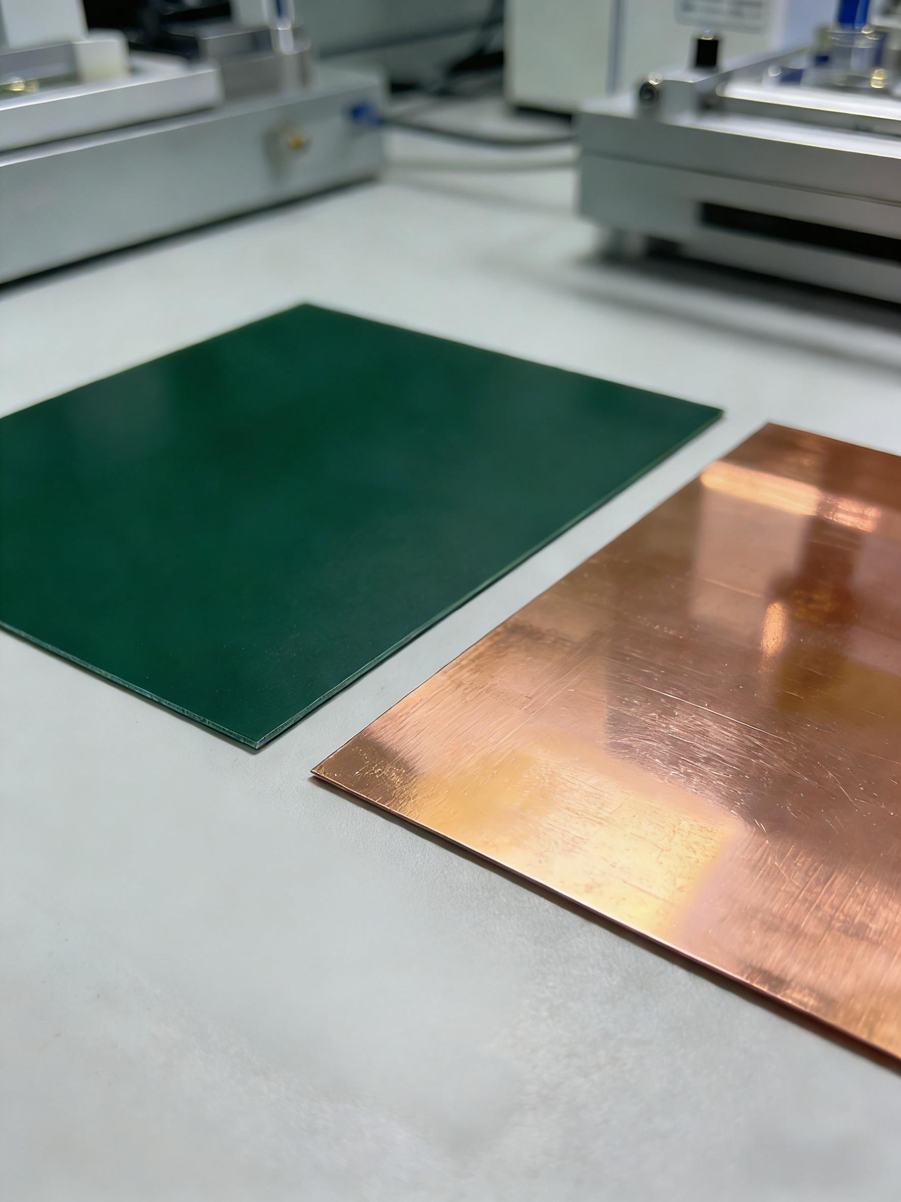 CPO光模块PCB低损耗基材选型材料展示,包括高频层压板、压延铜箔,体现精密制造与材料科技 CPO光模块PCB低损耗基材选型材料展示,包括高频层压板、压延铜箔,体现精密制造与材料科技