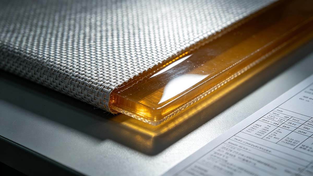 覆铜板PP叠层厚度计算 半固化片玻璃纤维布纹理与树脂微观材质特写 覆铜板PP叠层厚度计算 半固化片玻璃纤维布纹理与树脂微观材质特写